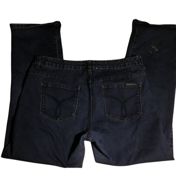 Calvin Klein Womens Jeans Dark Wash Denim Casual Straight Leg Size 14 / 30 - Picture 2 of 6
